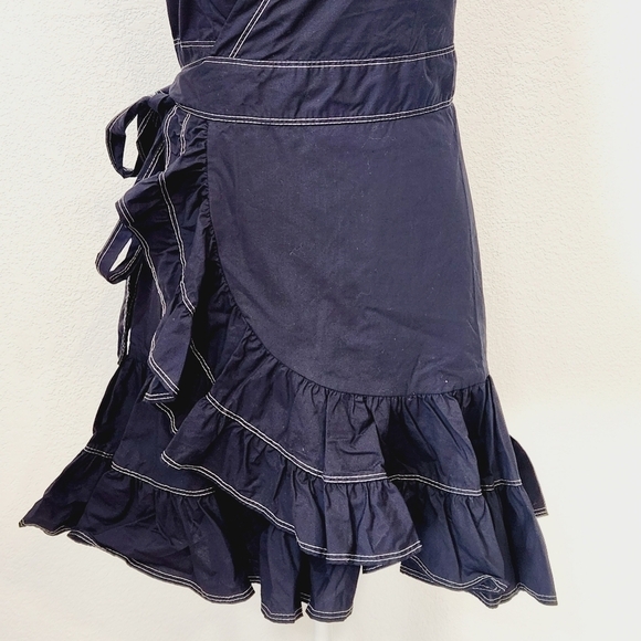 Rebecca Taylor Cotton Poplin Wrap Sleeveless Mini Dress in Navy Size 2 - Picture 5 of 13